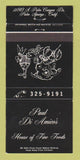 Matchbook Cover - Paul Di Amico's Restaurant Palm Springs CA 30 Strike