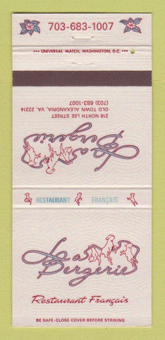 Matchbook Cover - Las Bergerie Alexandria VA French Restaurant 30 Strike