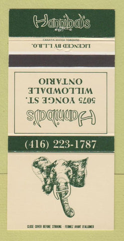 Matchbook Cover - Hannibal's Willowdale ON restaurant 30 Strike