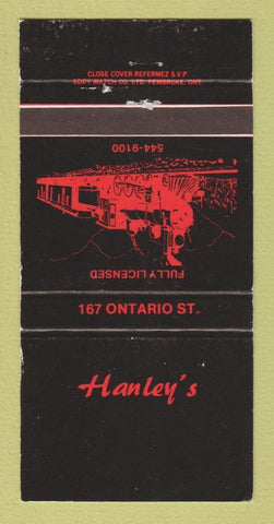 Matchbook Cover - Hanley's Restaurant Kingston ON WEAR 30 Strike
