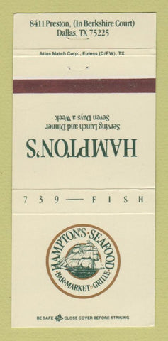 Matchbook Cover - Hampton's Seafood Restaurant Dallas TX 30 Strike