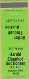 Matchbook Cover - Harold Eisenhut Auctioneer Houston OH