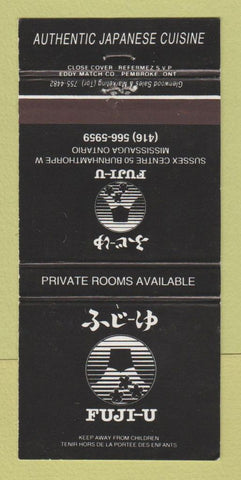 Matchbook Cover - Fuji U Japanese Restaurant Mississauga ON 30 Strike