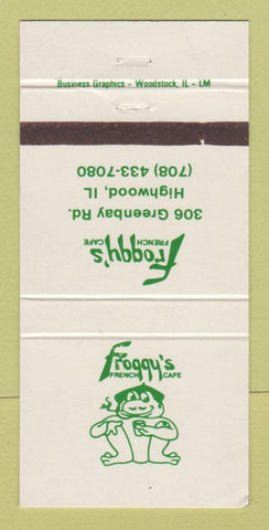 Matchbook Cover - Frogg's French Cafe Highwood IL 30 Strike