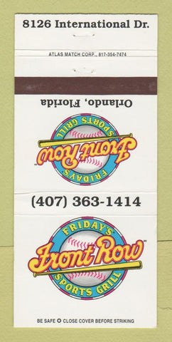 Matchbook Cover - Friday's Front Row Sports Grill Orlando FL 30 Strike