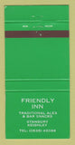 Matchbook Cover - Friendly Inn Stanbury Keighley UK England WEAR 30 Strike