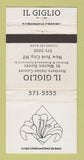 Matchbook Cover - Il Giglio Restaurant Italian New York City WEAR 30 Strike