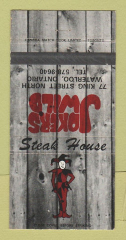 Matchbook Cover - Jokers Wild Waterloo ON Steak House 30 Strike