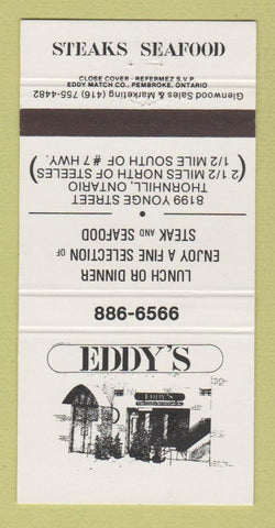 Matchbook Cover - Eddy's Restaurant Thornhill ON 30 Strike