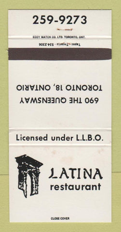Matchbook Cover - Latina Restaurant Toronto ON WEAR 30 Strike