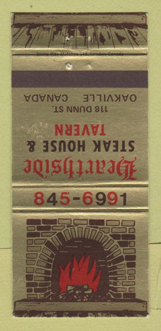 Matchbook Cover - Hearthside Steak House Tavern Oakville ON 30 Strike