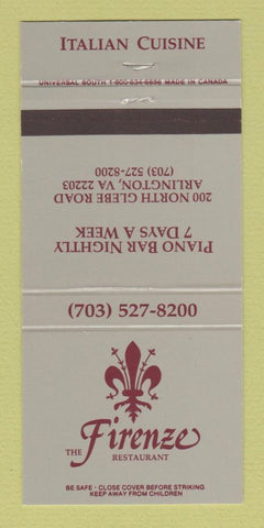 Matchbook Cover - Firenze Italian Restaurant Arlington VA 30 Strike