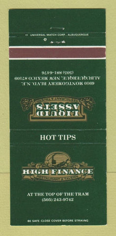 Matchbook Cover - High Finance Restaurant Albuquerque NM 30 Strike