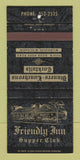 Matchbook Cover - Friendly Inn Supper Club Milwaukee WI 30 Strike