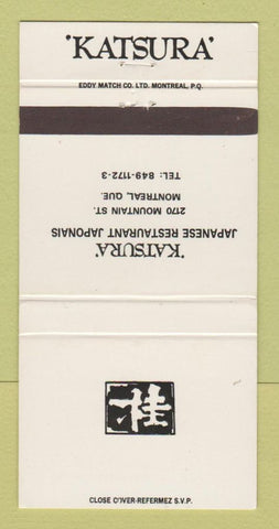 Matchbook Cover - Katsura Japanese Restaurant Montreal QC WEAR 30 Strike