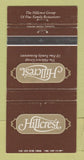 Matchbook Cover - Hillcrest Restaurant Ancaster ON WEAR 30 Strike