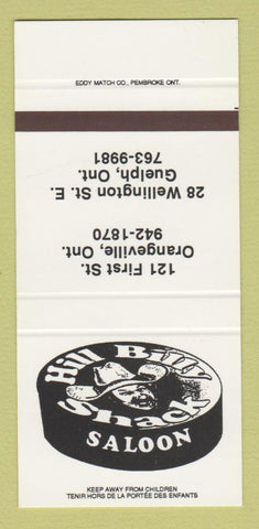 Matchbook Cover - Hill Billy Shack Saloon Guelph Orangeville ON SAMPLE 30 Strike