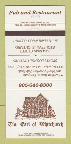 Matchbook Cover - The Earl of Whitchurch Restaurant Stouffville ON 30 Strike
