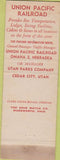 Matchbook Cover - Union Pacific Railroad Omaha NE