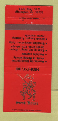 Matchbook Cover - Ed's Steak House Millington TN 30 Strike