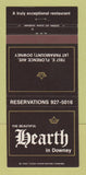Matchbook Cover - Hearth Restaurant Downey CA 30 Strike