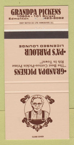Matchbook Cover - Grandpa Pickens Edmonton AB restaurant 30 Strike