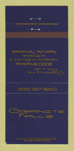 Matchbook Cover - Granite Falls Nashville TN 30 Strike