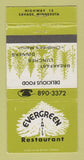 Matchbook Cover - Evergreen Family Restaurant Savage MN WEAR 30 Strike