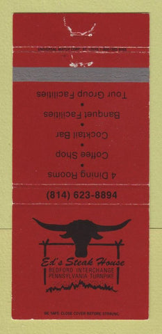 Matchbook Cover - Ed's Steak House Bedford PA 30 Strike
