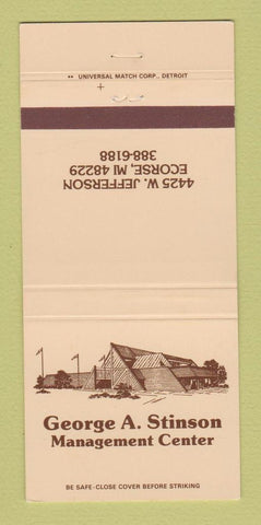 Matchbook Cover - George A Stinson Management Center Ecorse MI 30 Strike