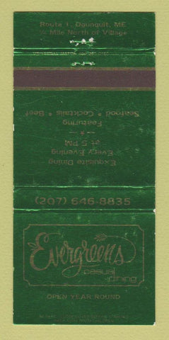 Matchbook Cover - Evergreens Restaurant Ogunquit ME WEAR 30 Strike