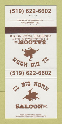Matchbook Cover - L'L Big Horn Saloon Cambridge ON 30 Strike