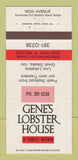 Matchbook Cover - Gene's Lobster House Madeira Beach FL 30 Strike