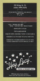 Matchbook Cover - Hey Lucy Pizza Restaurant Toronto? 30 Strike