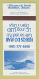 Matchbook Cover - Herios Do Mar Cafe Hamilton ON 30 Strike