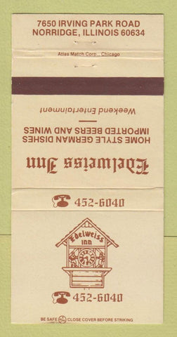 Matchbook Cover - Edelweiss Inn Norridge IL 30 Strike