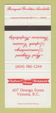 Matchbook Cover - Harbour House Restaurant Vancouver BC 30 Strike