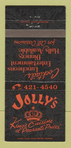 Matchbook Cover - Jolly's Restaurant Greenfield WI 30 Strike