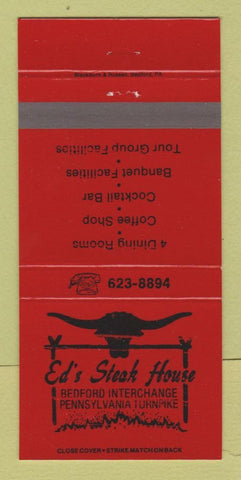 Matchbook Cover - Ed's Steak House Bedford PA 30 Strike