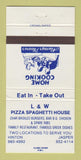 Matchbook Cover - L & W Pizza Spaghetti House Jasper Hinton AB 30 Strike