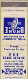 Matchbook Cover - K  and  B Brake Service Omaha NE WEAR
