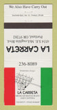 Matchbook Cover - La Carreta Portland OR Mexican Restaurant 30 Strike