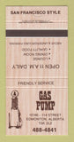 Matchbook Cover - Gas Pump Restaurant Edmonton AB 30 Strike