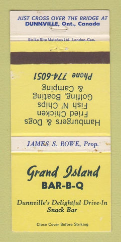 Matchbook Cover - Grand Island BBQ Dunnville ON WEAR 30 Strike