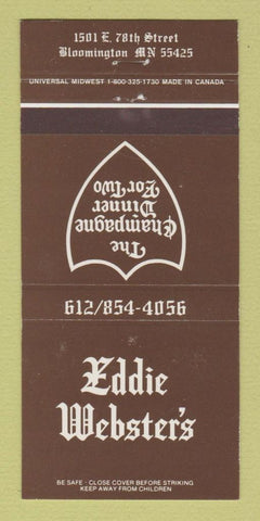 Matchbook Cover - Eddie Webster's Restaurant Bloomington MN 30 Strike