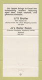 Matchbook Cover - JJ's Broiler Restaurant Kauai Hawaii 30 Strike