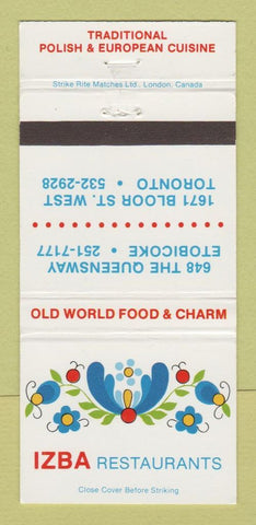 Matchbook Cover - Izba Restaurant Moda Toronto ON Etobicoke 30 Strike