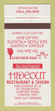 Matchbook Cover - Hideout Restaurant London ON 30 Strike