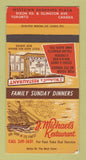 Matchbook Cover - J Michael's Restaurant Toronto ON SAMPLE WEAR 30 Strike