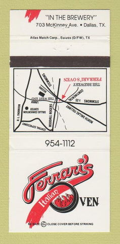 Matchbook Cover - Ferrari's Italian Oven Dallas TX 30 Strike